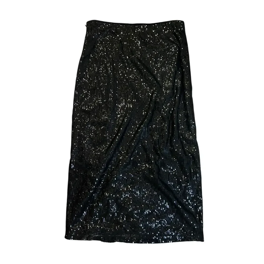 Time & Tru Women’s Black Sequin Skirt Size XS NWT